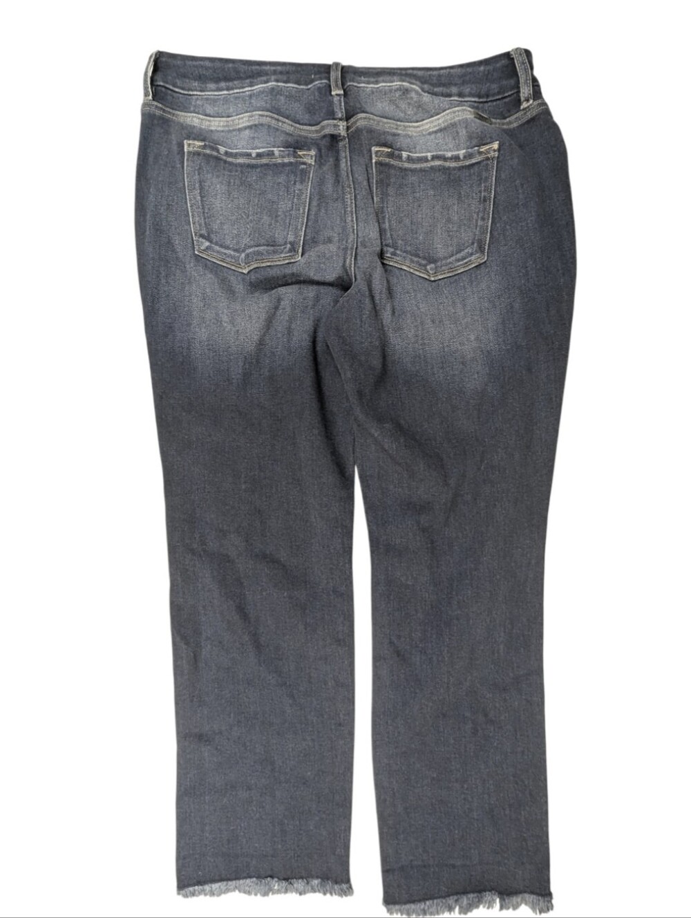 KanCan Plus Mid Rise Frayed Raw Hem Straight Leg Jeans Dark Wash Size 16